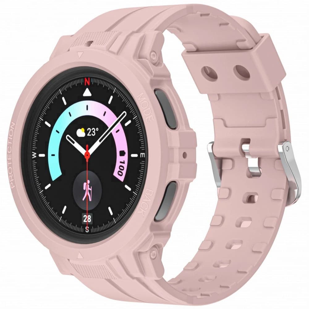 Bizon Strap + Carcasa Ceas Action Pro Samsung Galaxy Watch 5 Pro 45 mm roz deschis - 1