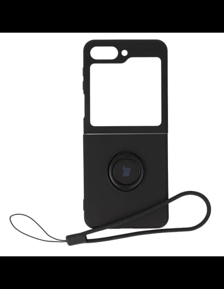 Etui Bizon Case Silicone Ring Sq do Samsung Galaxy Z Flip5 černé