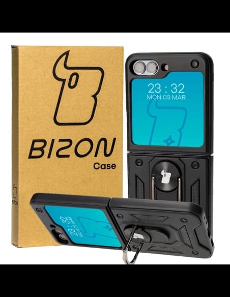 Etui Bizon Case Shield Ring do Samsung Galaxy Z Flip5 černé