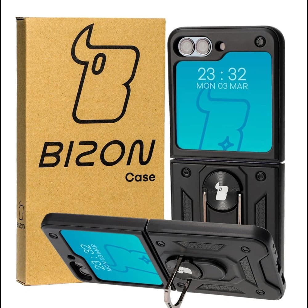 Etui Bizon Case Shield Ring do Samsung Galaxy Z Flip5 černé - 1