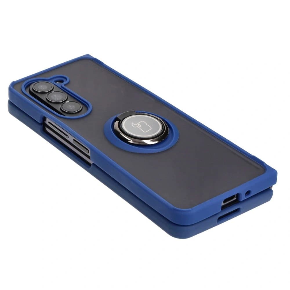 Etui s úchytem na prst Bizon Case Hybrid Ring do Samsung Galaxy Z Fold5 kouřové s modrým rámem - 4