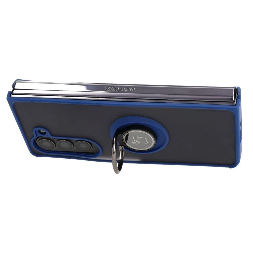Etui s úchytem na prst Bizon Case Hybrid Ring do Samsung Galaxy Z Fold5 kouřové s modrým rámem - 5