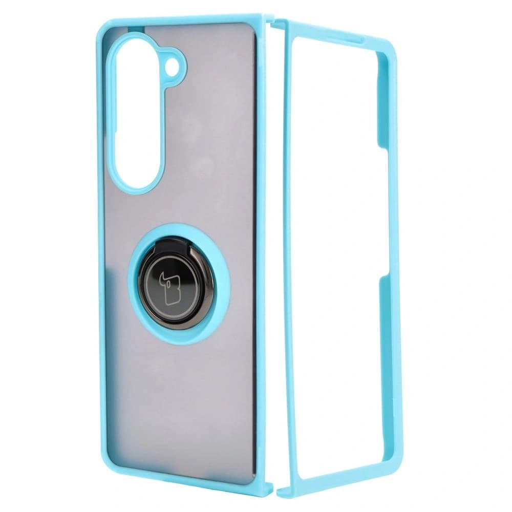 Bizon Case Hybrid Ring Samsung Galaxy Z Fold5 smoky with a light blue frame - 3