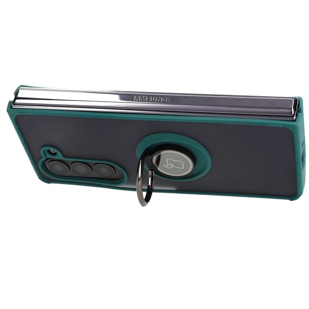 Bizon Case Hybrid Ring Samsung Galaxy Z Fold5 smoky with a dark green frame - 5