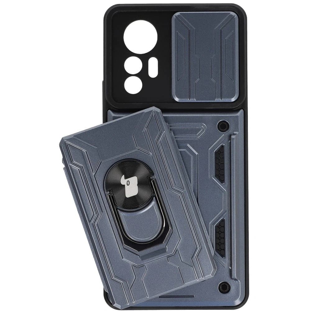 Bizon Case Camshield Kártyahely Gyűrű Xiaomi 12 Lite szürke - 3