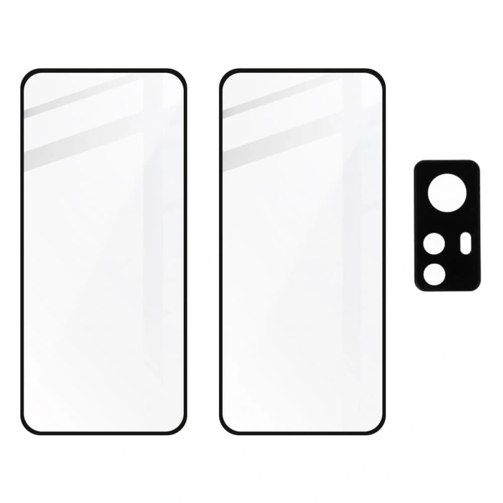 Bizon Edge de sticlă 3D din sticlă temperată - [2 PACHET] + protecție pentru lentile Xiaomi 12 / 12X negru - 5