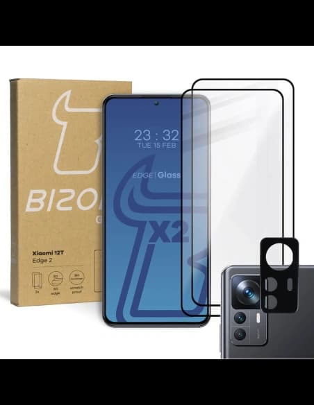 BIZON Edge 2 2x sticlă pentru ecran + sticlă pentru cameră Xiaomi 12T