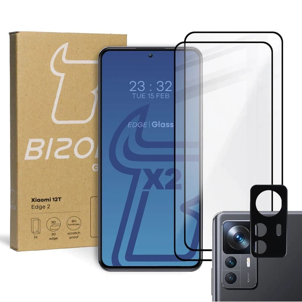 BIZON Edge 2 2x sticlă pentru ecran + sticlă pentru cameră Xiaomi 12T - 1