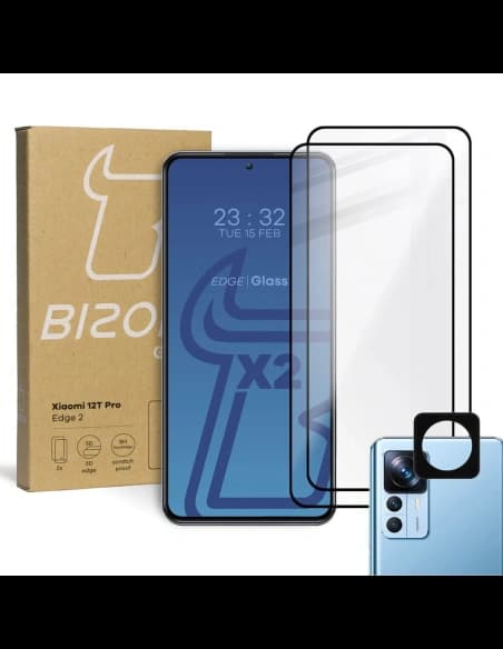 BIZON Edge 2 2x sticlă pentru ecran + sticlă pentru cameră Xiaomi 12T Pro