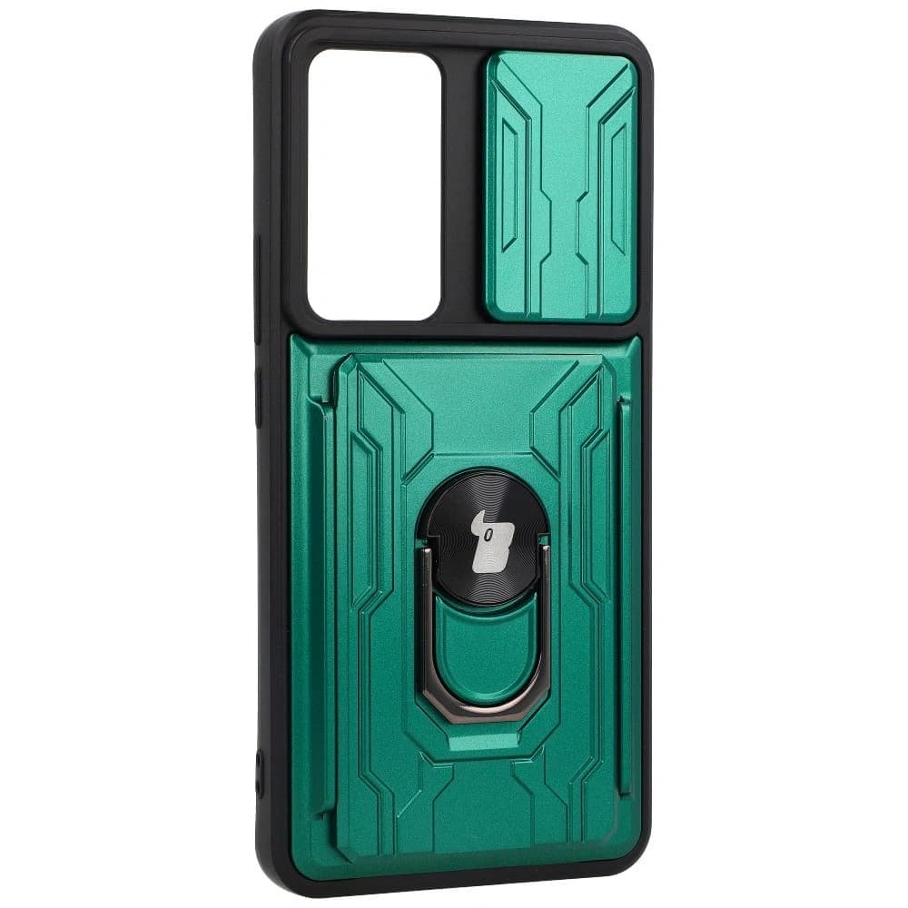 Etui Bizon Case Camshield Card Slot Ring do Xiaomi 12T zelené - 2