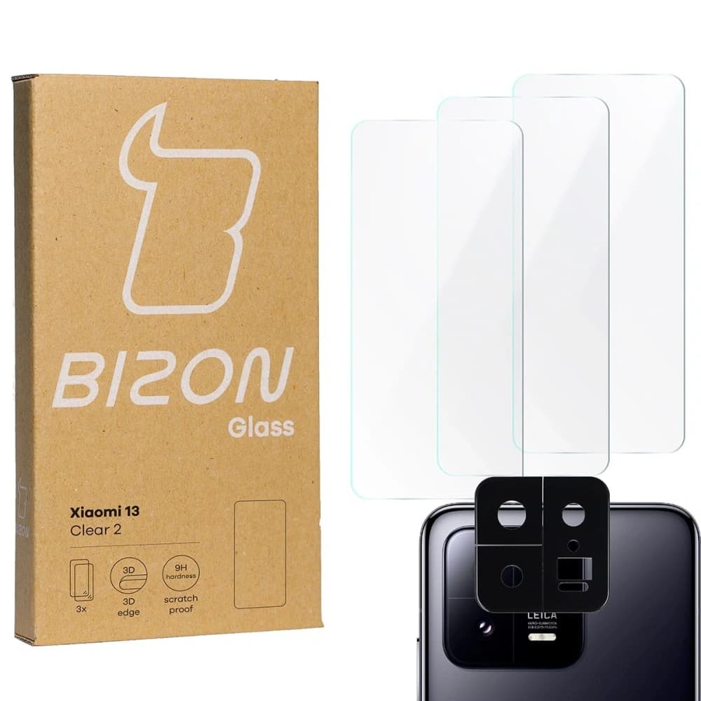 BIZON Clear 2 3x screen glass + camera glass Xiaomi 13 - 1