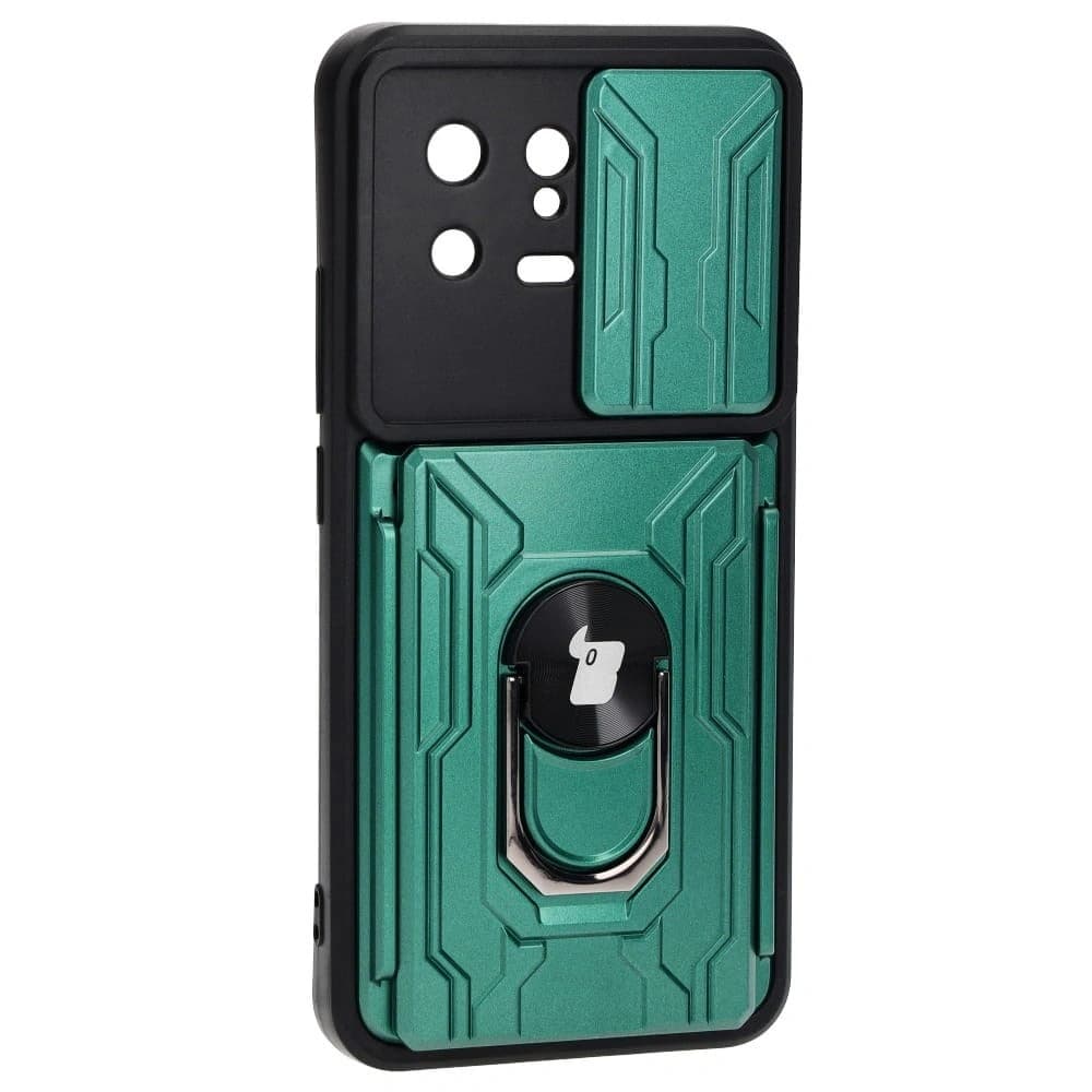 Bizon Case Camshield Kártyahely Gyűrű Xiaomi 13 zöld - 2
