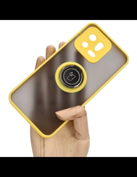 Bizon Case Hybrid Ring Xiaomi 13 smoky with a yellow frame