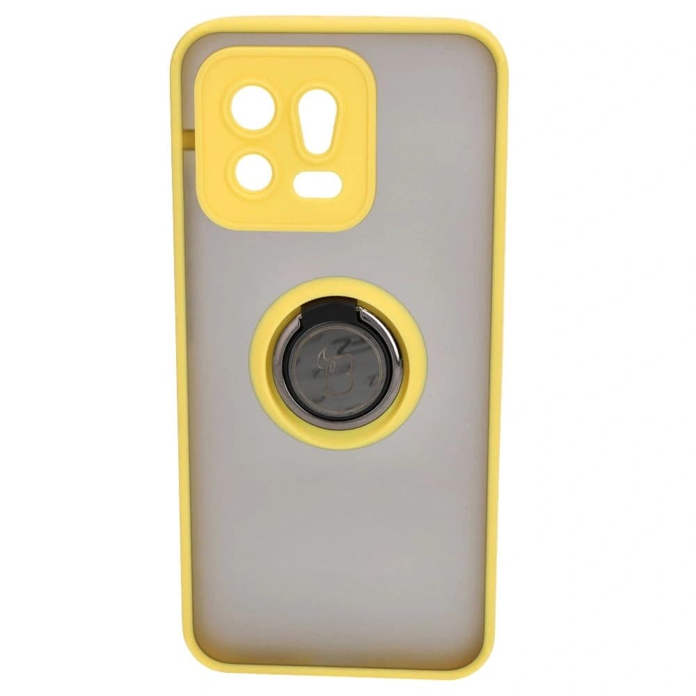 Bizon Case Hybrid Ring Xiaomi 13 rauchig mit einem gelben Rahmen - 2