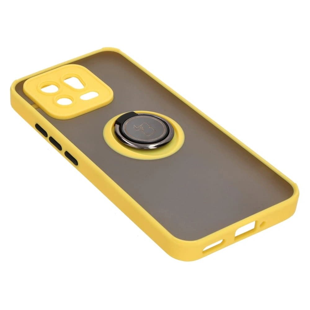 Bizon Case Hybrid Ring Xiaomi 13 rauchig mit einem gelben Rahmen - 4
