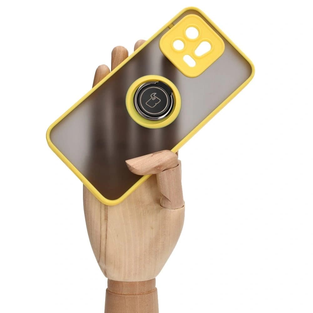 Bizon Case Hybrid Ring Xiaomi 13 rauchig mit einem gelben Rahmen - 6