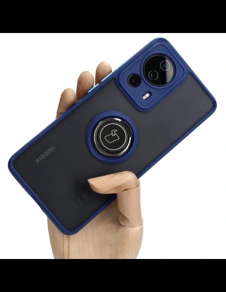 Bizon Case Hybrid Ring Xiaomi 13 Lite smoky with a navy blue frame