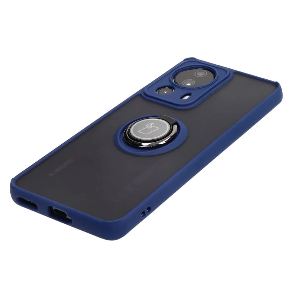Bizon Case Hybrid Ring Xiaomi 13 Lite rauchig mit einem navyblauen Rahmen - 3
