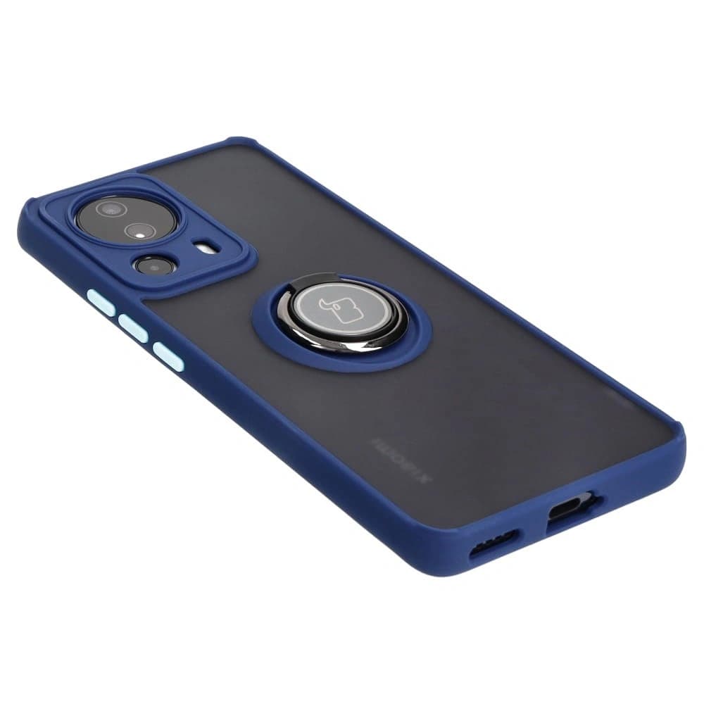 Bizon Case Hybrid Ring Xiaomi 13 Lite rauchig mit einem navyblauen Rahmen - 4