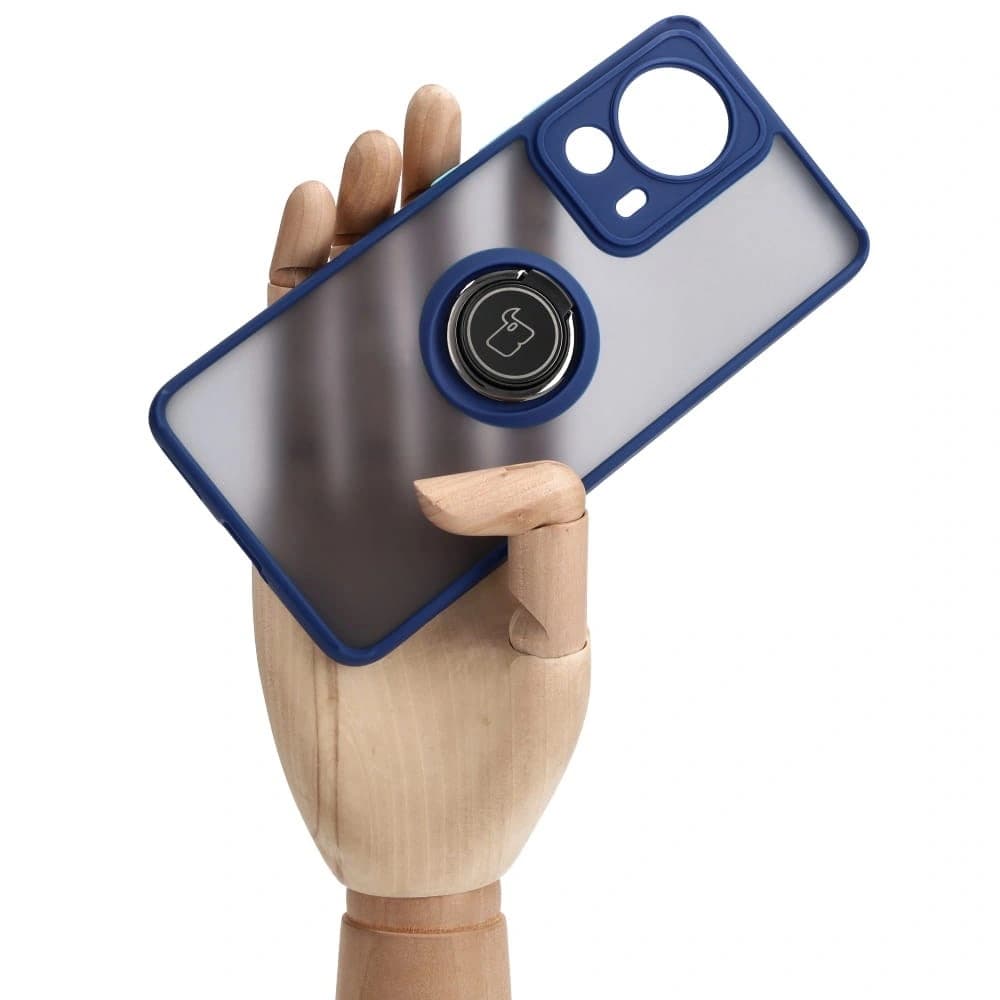 Bizon Case Hybrid Ring Xiaomi 13 Lite rauchig mit einem navyblauen Rahmen - 6
