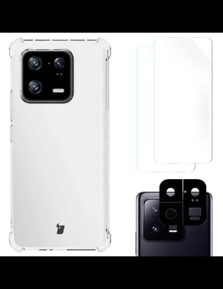 Bizon Case Clear Pack case + 2x screen film + lens protector Xiaomi 13 Pro clear