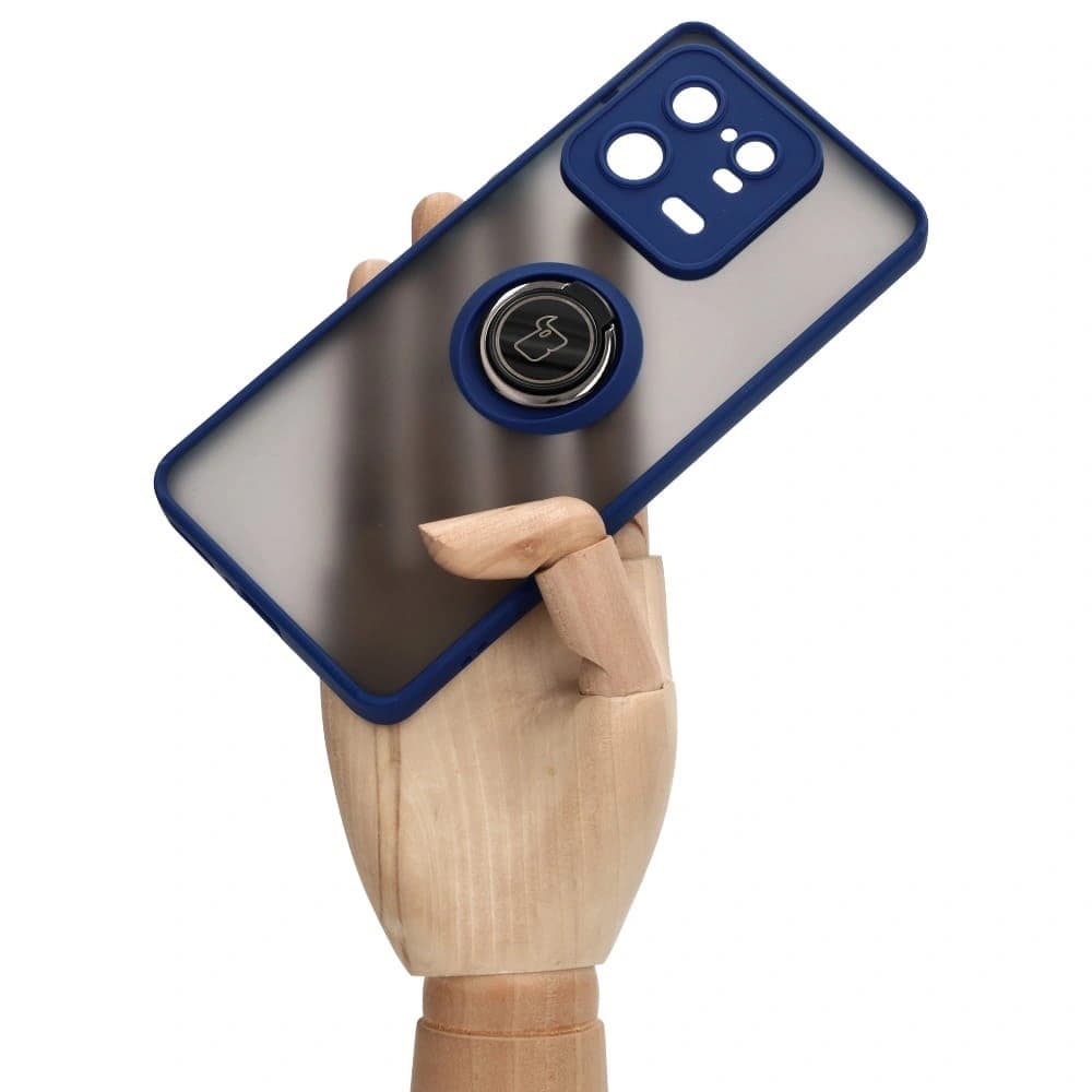 Bizon Case Hybrid Ring Xiaomi 13 Pro füstös, tengerészkék kerettel - 6