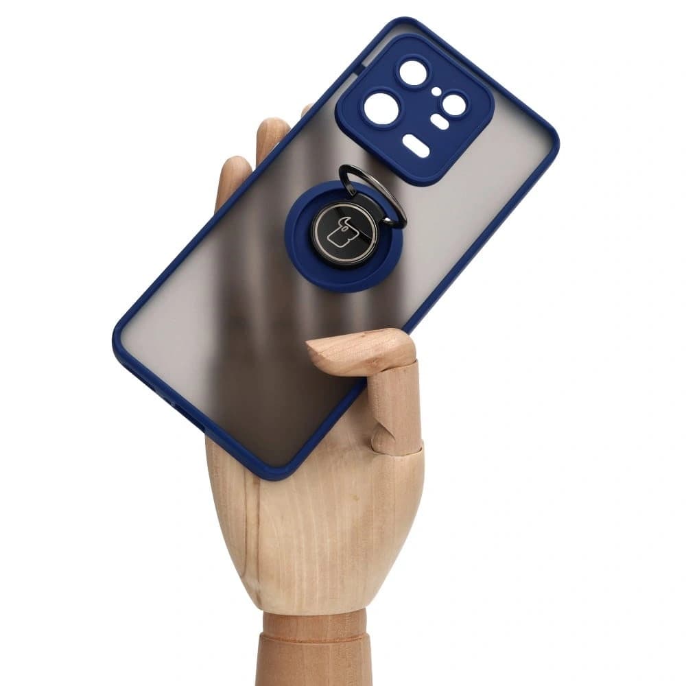 Bizon Case Hybrid Ring Xiaomi 13 Pro füstös, tengerészkék kerettel - 7