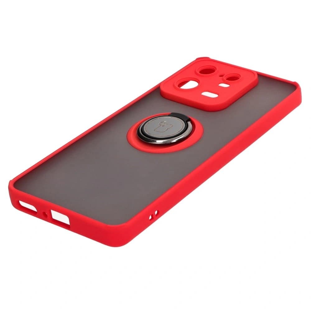 Bizon Case Hybrid Ring Xiaomi 13 Pro rauchig mit einem roten Rahmen - 3