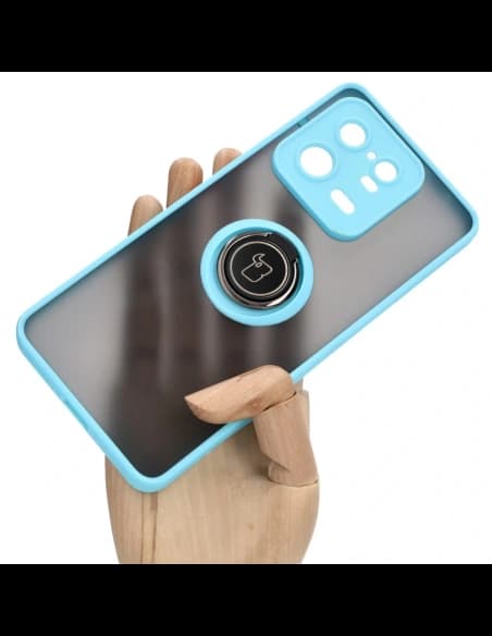 Bizon Case Hybrid Ring Xiaomi 13 Pro smoky with a light blue frame