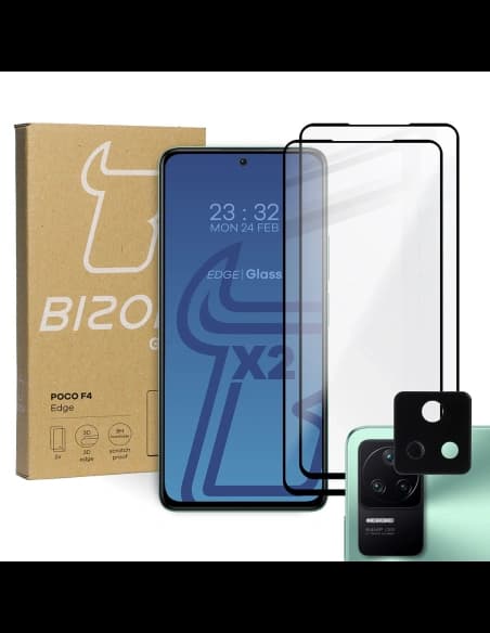 Bizon Glass Edge tempered glass - [2 PACK] + lens protection Xiaomi Poco F4 black