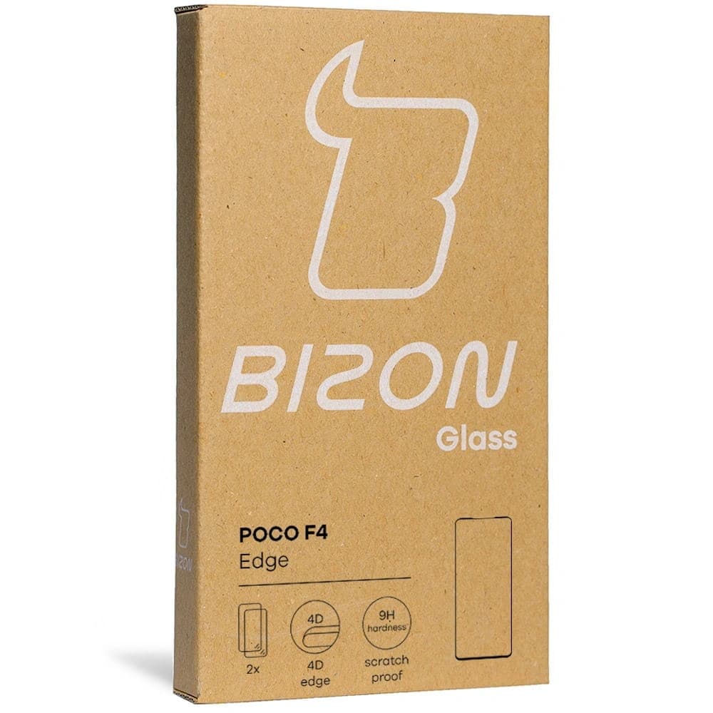 Bizon Glass Edge edzett üveg - [2 PACK] + lencsevédő Xiaomi Poco F4 fekete - 12