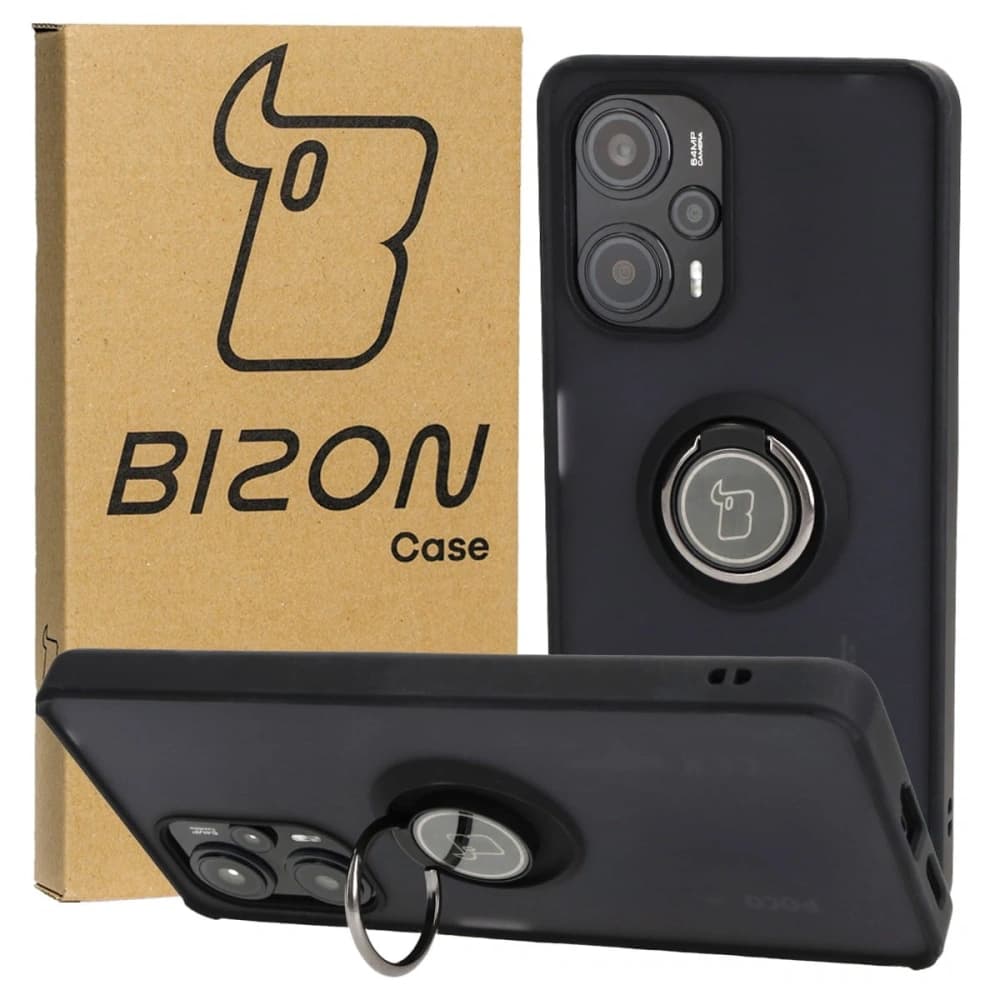 Bizon Case Hybrid Ring Xiaomi Poco F5 smoky with a black frame - 1