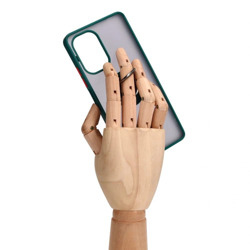 Bizon Case Hybrid Ring Xiaomi Poco F5 rauchig mit einem dunkelgrünen Rahmen - 8