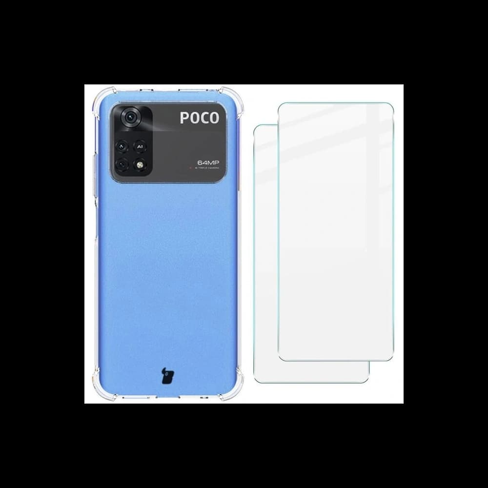 Etui + 2x sklo na displej Bizon Case Clear Pack do Xiaomi Poco M4 Pro 4G průhledné - 1