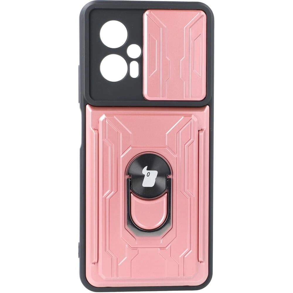 Etui Bizon Case Camshield Card Slot Ring do Xiaomi Poco X4 GT světle růžové - 2
