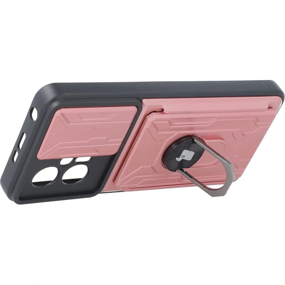 Etui Bizon Case Camshield Card Slot Ring do Xiaomi Poco X4 GT světle růžové - 3