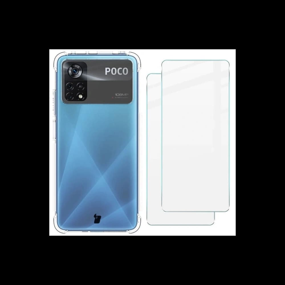 Bizon Case Clear Pack Hülle + 2x Bildschirmglas Xiaomi Poco X4 Pro 5G klar - 1