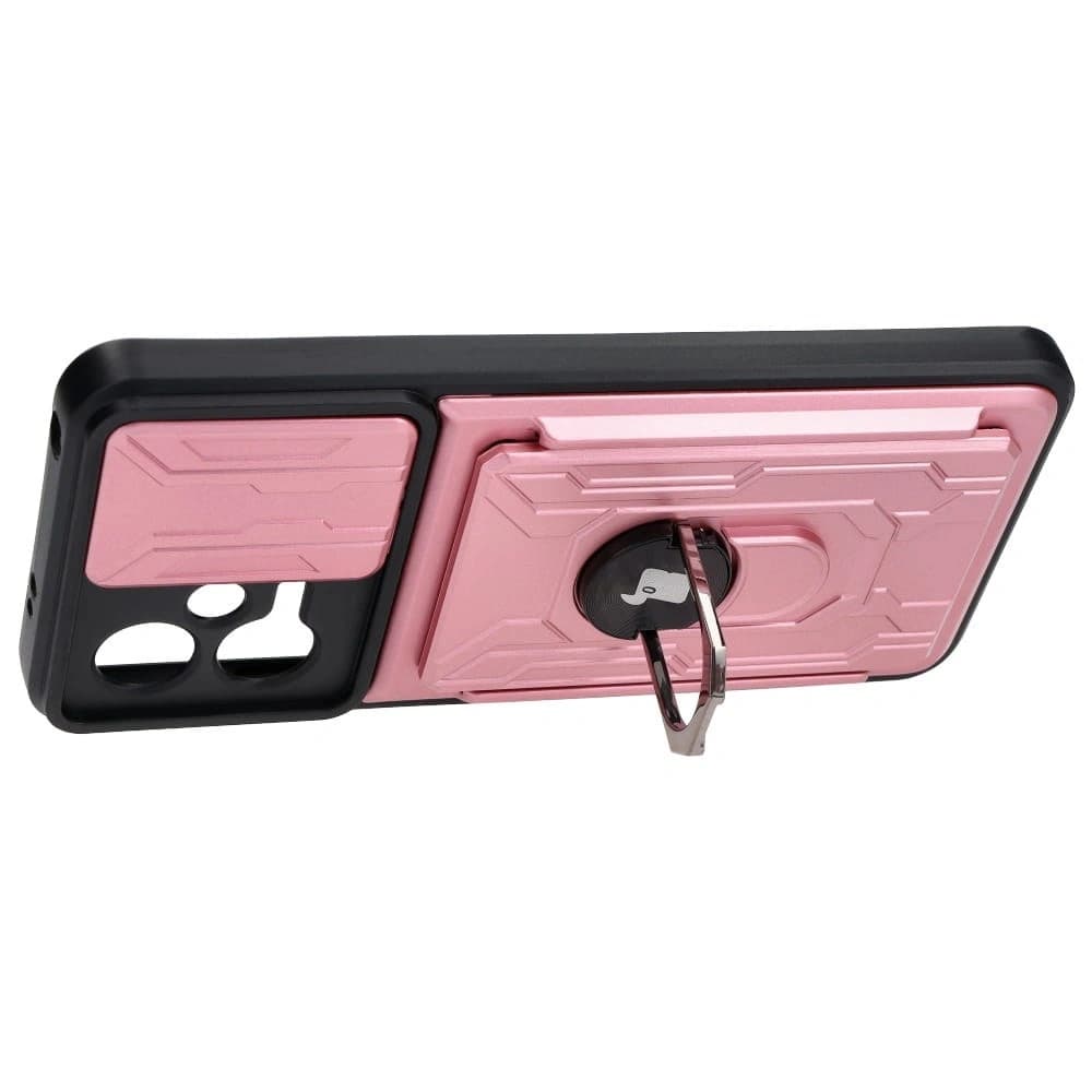 Etui Bizon Case Camshield Card Slot Ring do Xiaomi POCO X5 jasně růžové - 4