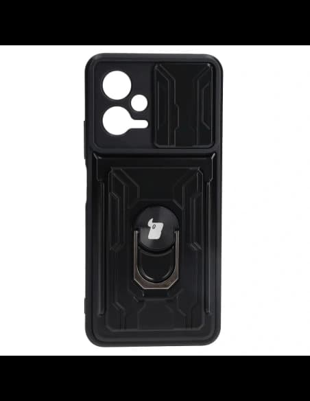 Bizon Case Camshield Kártyahely Gyűrű Xiaomi POCO X5 fekete