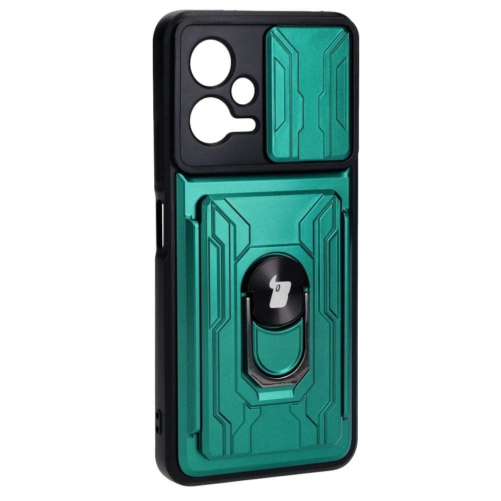 Bizon Case Camshield Kártyahely Gyűrű Xiaomi POCO X5 zöld - 2