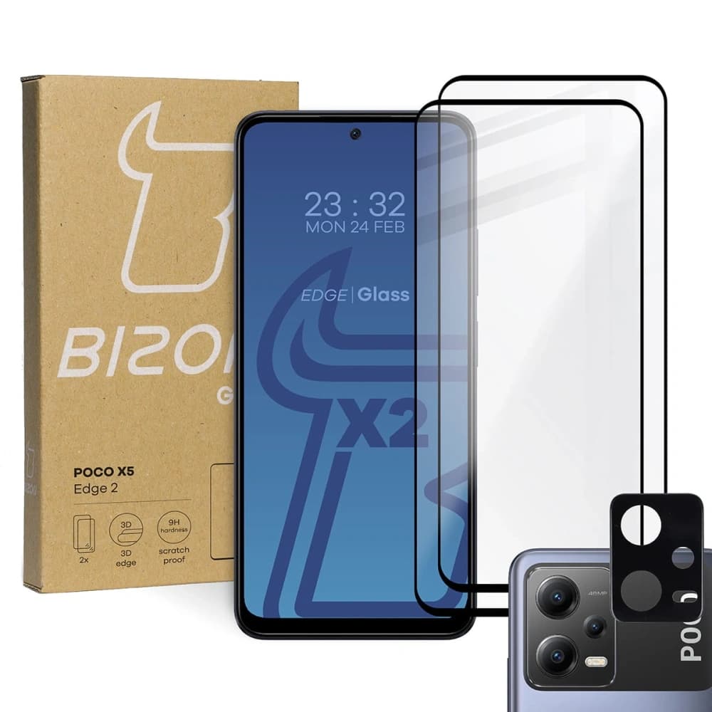 2x Glas für den Bildschirm + Glas für die Kamera BIZON Edge 2 für Poco X5 - 1