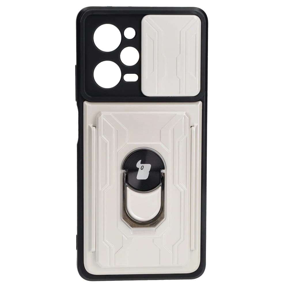 Etui Bizon Case Camshield Card Slot Ring do Xiaomi POCO X5 Pro bílé - 1