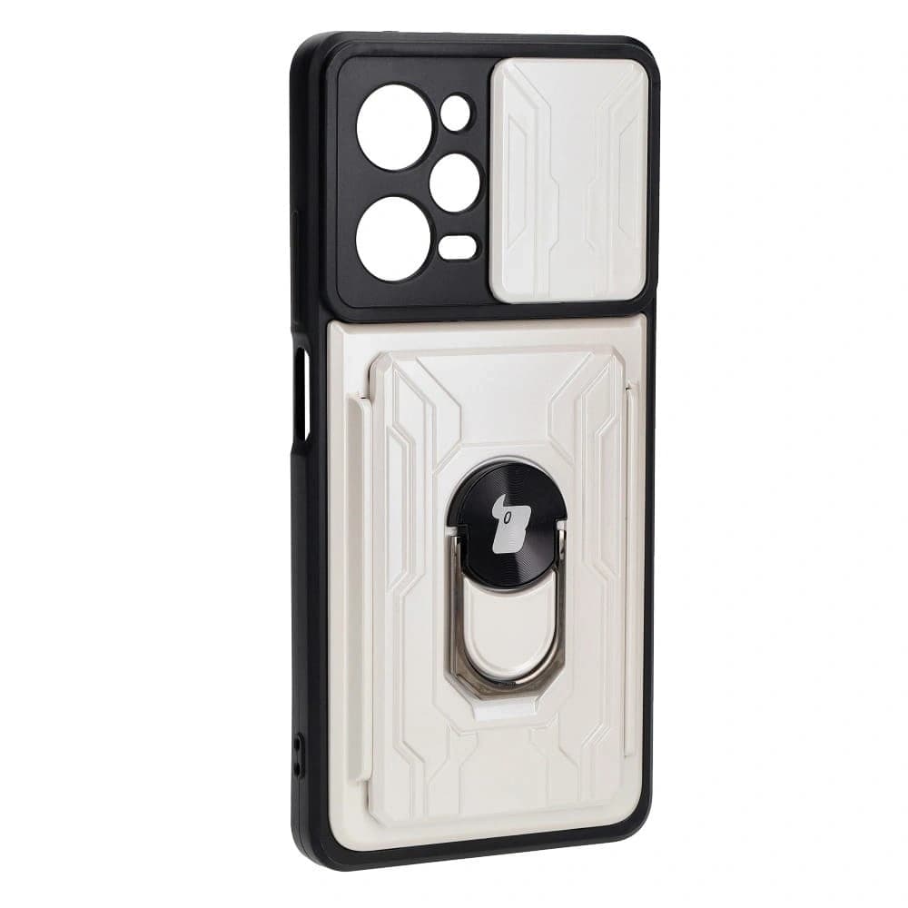 Etui Bizon Case Camshield Card Slot Ring do Xiaomi POCO X5 Pro bílé - 2