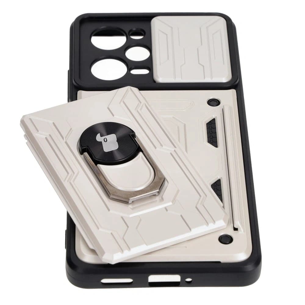 Etui Bizon Case Camshield Card Slot Ring do Xiaomi POCO X5 Pro bílé - 3