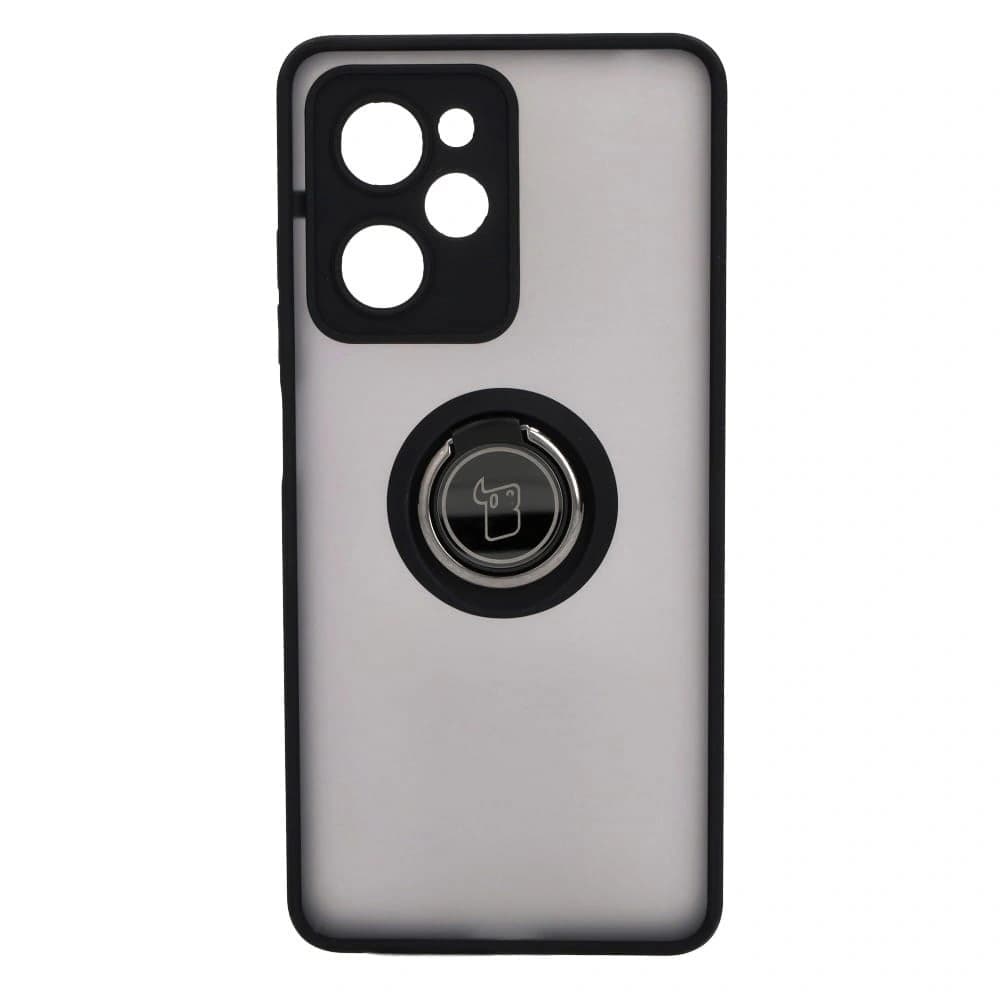 Etui s úchytem na prst Bizon Case Hybrid Ring pro Xiaomi Poco X5 Pro kouřové s černým rámečkem - 2