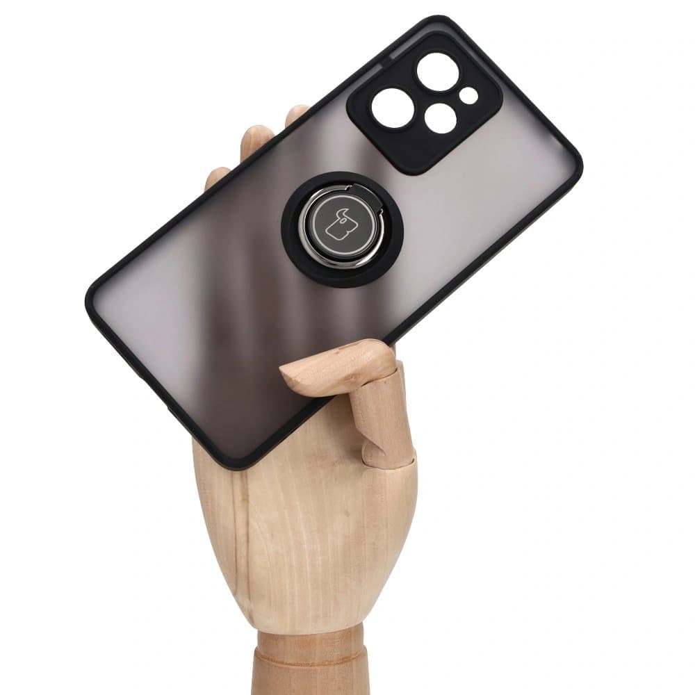 Etui s úchytem na prst Bizon Case Hybrid Ring pro Xiaomi Poco X5 Pro kouřové s černým rámečkem - 6