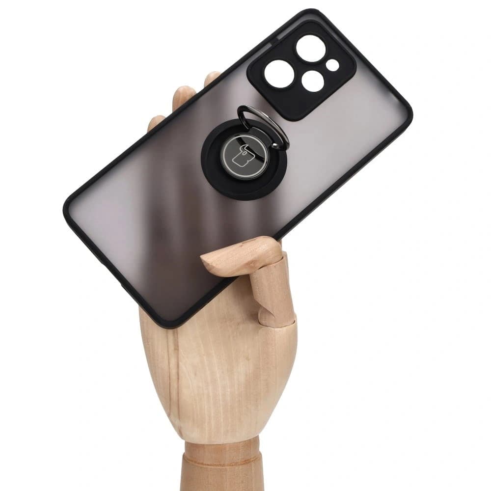 Etui s úchytem na prst Bizon Case Hybrid Ring pro Xiaomi Poco X5 Pro kouřové s černým rámečkem - 7