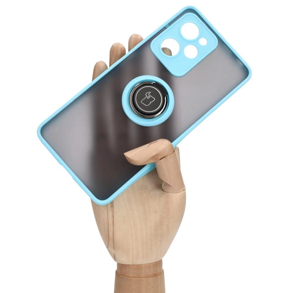 Bizon Case Hybrid Ring Xiaomi Poco X5 Pro füstös, világoskék kerettel - 6