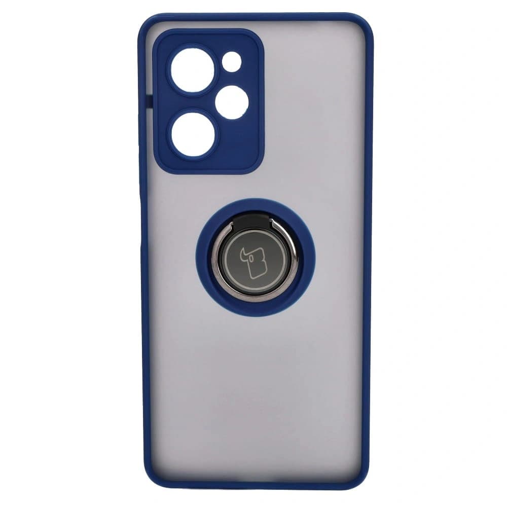 Etui s úchopem na prst Bizon Case Hybrid Ring do Xiaomi Poco X5 Pro kouřové s modrým rámem - 2