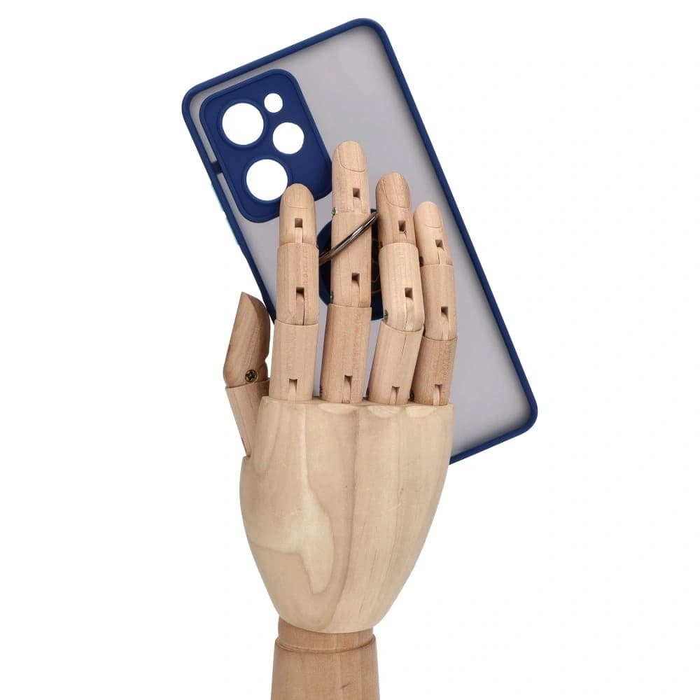 Etui s úchopem na prst Bizon Case Hybrid Ring do Xiaomi Poco X5 Pro kouřové s modrým rámem - 8